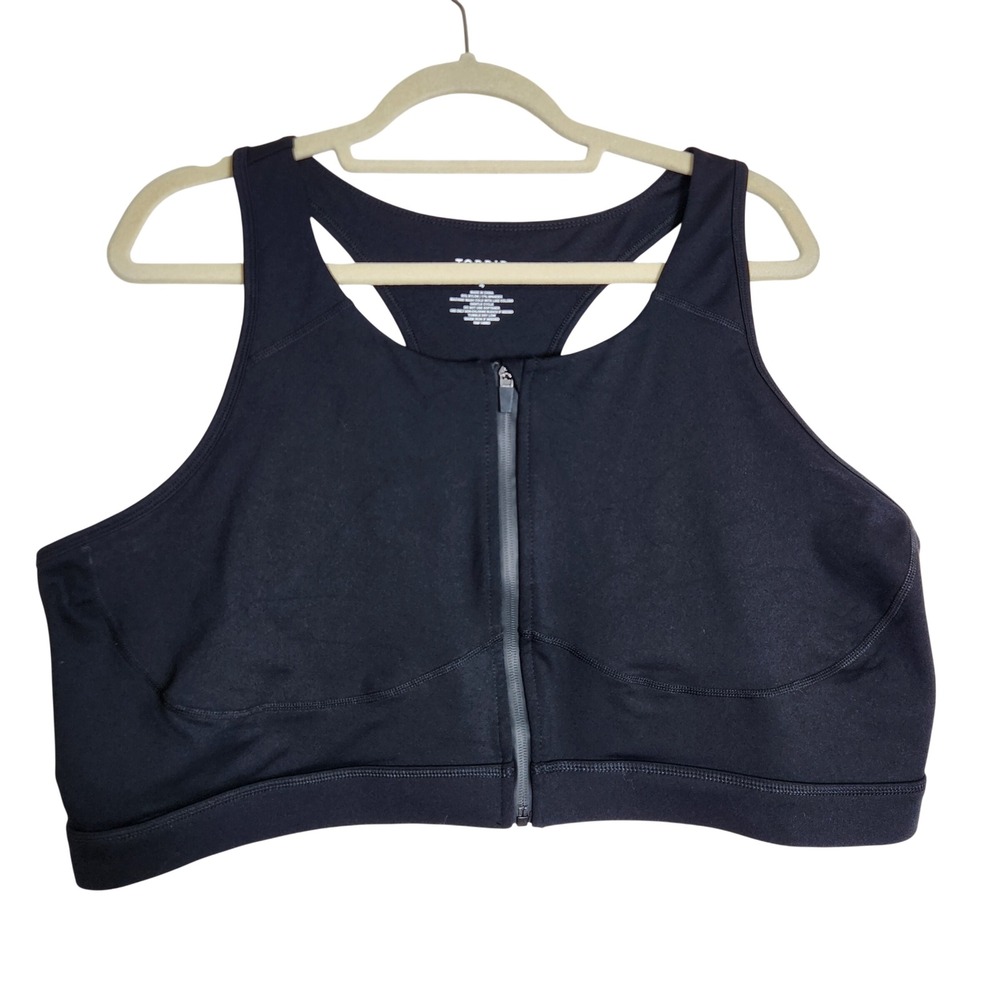 Torrid Active Womens Plus Size 4 Black Front Zip Racerback Sports Bra